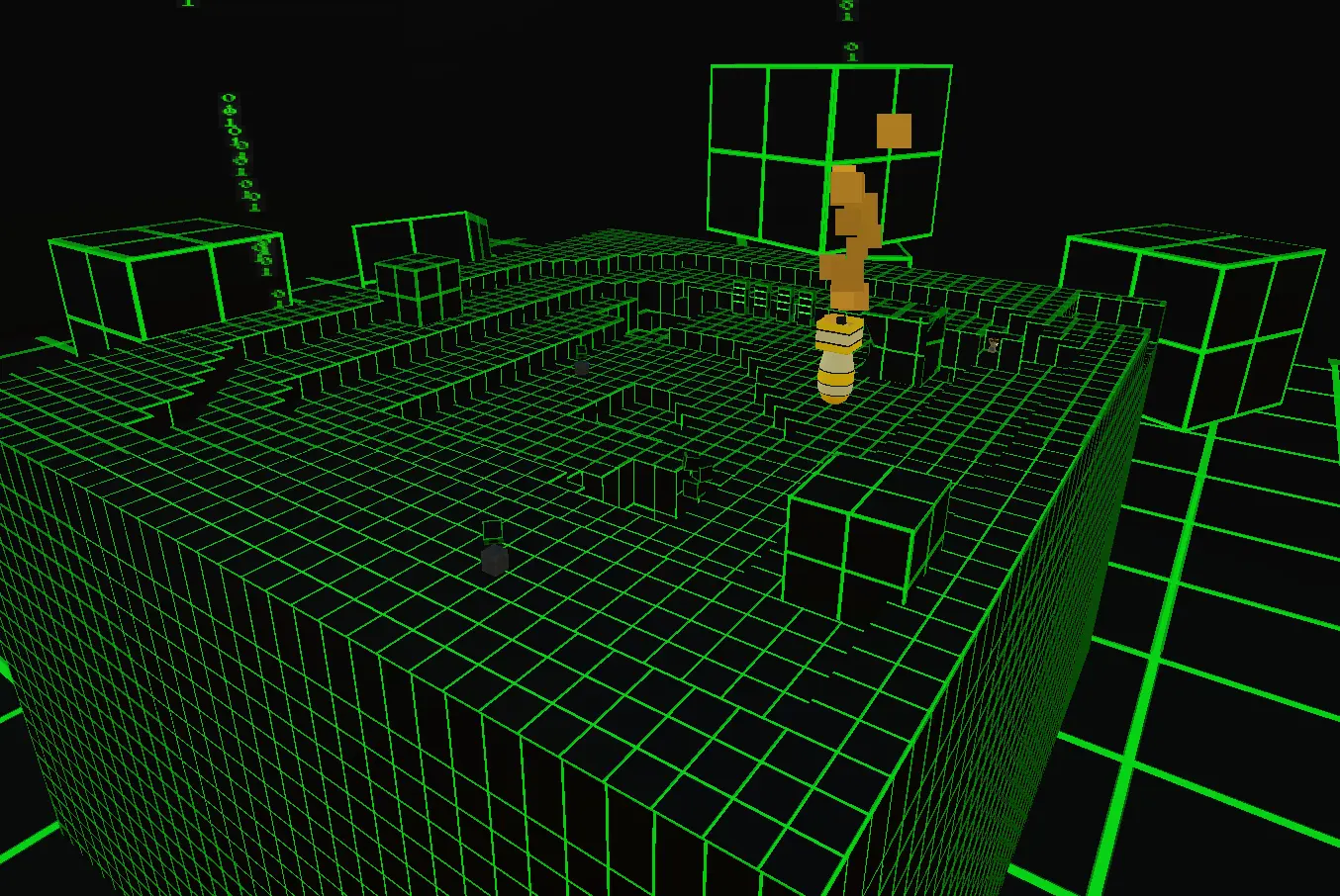 Green wireframe grid arena